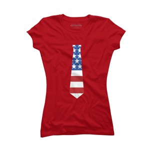 Junior's Design By Humans Fourth Of July Simple American Flag Tie By FreshDressedTees T-Shirt - 1 of 2