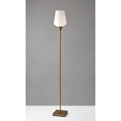 Antique Brass 20" Floor Lamp with Opal Glass Shade