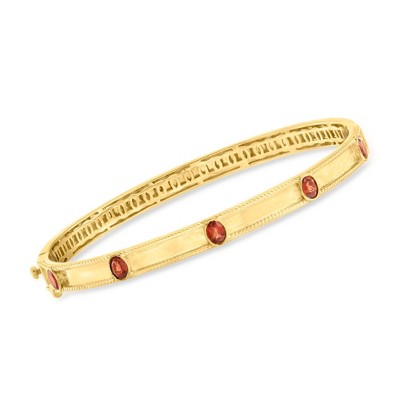 Ross-Simons 0.90 ct. t.w. Garnet Station Bangle Bracelet in 18kt Gold Over Sterling