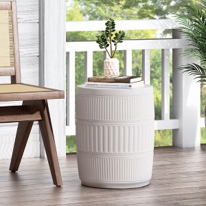 Maggift Patio End Tables, Stylish End Tables for Indoor and Outdoor Use, Ideal for Gardens, Backyard, Special Design, Off White, 15"*15"*18.5" - 1 of 4