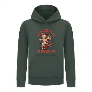 Everyday Kids Christmas Collection Gingerbread Skateboard Boys Pullover Hoodie – Holiday Sweatshirt - Green - 1 of 1