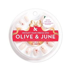 Olive & June Press-On Fake Nails - XS Round - All Out Christmas Minimalist - 42ct - 1 of 4