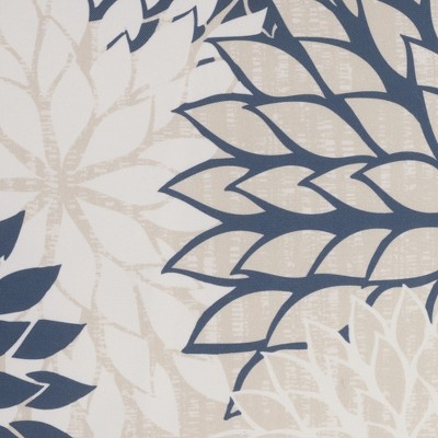 Ivory and Navy Floral Square Outdoor Throw Pillow