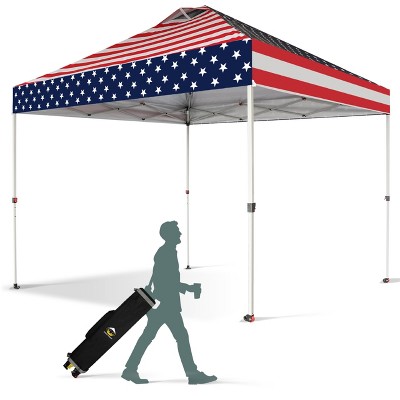 CROWN SHADES 10x10 Pop Up Canopy - Beach Tent with One Push Setup - Easy Outdoor Sun Shade for Events, Parties, Camping - Gazebo with STO-N-Go Cover Bag, Silver Coated Top