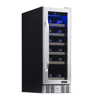 Newair 12" Built-In 19 Bottle Compressor Wine Fridge in Stainless Steel, Compact Size with Precision Digital Thermostat and Premium Beech Wood Shelves