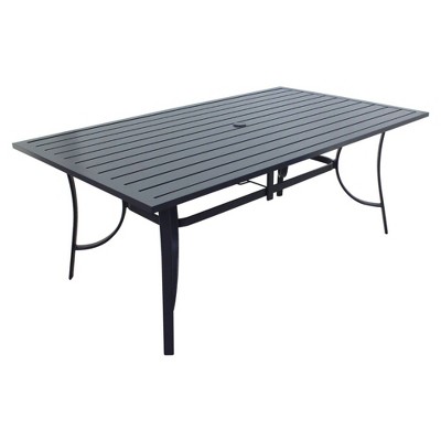 Santa Fe 72" x 42" Rectangle Aluminum Dining Table with Slat Top - Dark Gray - Courtyard Casual