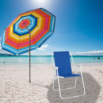 DOMETOUR Oxford Cloth Iron Outdoor Beach Chair Blue