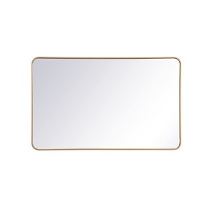 Elegant Lighting Soft corner metal rectangular mirror 30x48 inch in Brass - 1 of 4