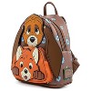 Loungefly Disney Fox and Hound Brown Mini Faux Leather Backpack with Pockets - 4 of 4