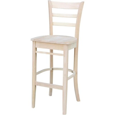 Emily Traditional Rubberwood Slat-Back Bar Stool in Brown