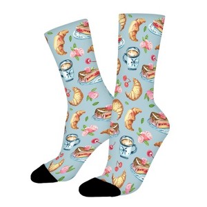 Watercolor Sandwich Cake Women Printed Crew Socks Funny Funky Socks Soft Polyester Novelty Gifts for Artists Men - 1 of 1