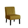 Yellow mid-century modern chair set of 2 with minimalist design, elegant velvet upholstery and solid wood legs - 4 of 4