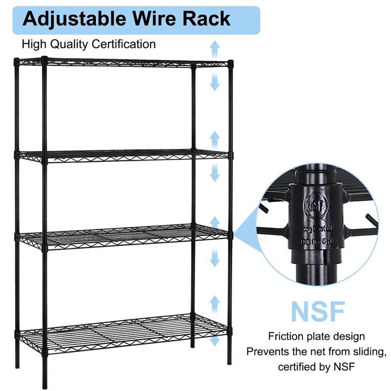 SUGIFT 4 Shelf Wire Shelving, Adjustable Storage Shelf Metal Storage Rack Wire Shelving Unit 1000Lbs Capacity 36" L x 14" W x 54" H, 3 of 8