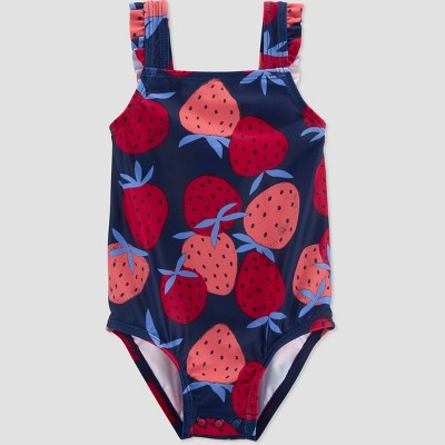 Carter's Just One You® Baby Girls' Strawberries One Piece Swimsuit - Blue 3M