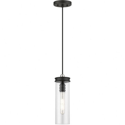 DeVoe Black and Brushed Nickel Mini Pendant with Clear Glass