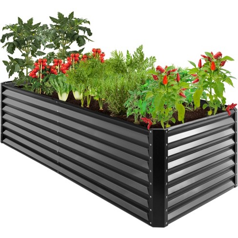 Best 8x4x2ft Outdoor Metal Raised Garden Box For Vegetables, Flowers, Herbs - Gray : Target