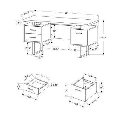 White and Gray Concrete Home Office Desk with Filing Cabinet
