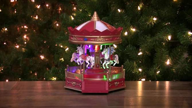Northlight LED Lighted Animated and Musical Carousel Christmas Village Display - 9.25", 2 of 8, play video