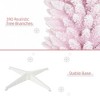 6FT Snow Flocked Artificial Pencil Christmas Tree, Slim Xmas Tree with Realistic Branches and Plastic Base Stand for Indoor Decoration, Pink - 3 of 4