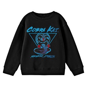 Cobra Kai Never Dies Crew Neck Long Sleeve Youth Black Tee - 1 of 2