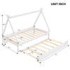 Twin Size Tent Floor Bed Frame, House Top Bed With Trundle, Pull Out Bed, Easy Assembly, Slat Mattress Foundation, No Box Spring Needed - 3 of 4