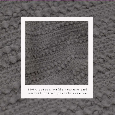 Full/Queen Grey Cotton Waffle Weave Duvet Cover Set