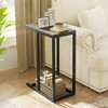 Tangkula C-shaped End Table Modern Sofa Side Table w/ Adjustable Foot Pads Rustic - 3 of 4