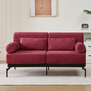 MYINDA Modern Loveseat Sofa 59" Sofa Couch 2-Seater Sofa with Flexible USB Ports , Unique Cylindrical Armrests for Living Room - 1 of 4