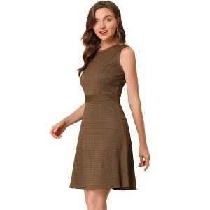 INSPIRE CHIC Women's Plaid Sleeveless Fit A-Line Houndstooth Work Mini Dress - 1 of 4