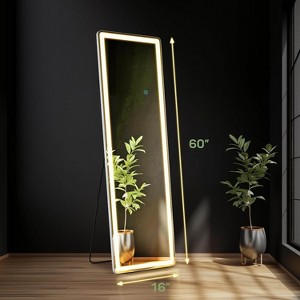 MyDepot Full Length Mirror with LED Lights 64"x21" with Stand, Black - 1 of 4