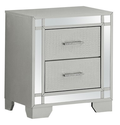 Madison Champagne Silver Croc-Textured 2-Drawer Nightstand