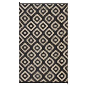Outdoor Rug Modern Geometric Rug Waterproof Reversible Plastic Straw Rug for Patio Camping RV Balcony Backyard - 1 of 4