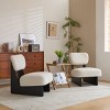 Set of 2 Modern Armless Lounge Chairs with Beige Upholstery and Wood Base for Living Room or Bedroom–The Pop Home - 3 of 4