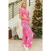 Rose Christmas Tree Print V Neck Tee and Pants Lounge Set - 3 of 3