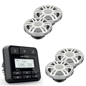 Hertz Marine HMR-15 Receiver and (2 Pair ) HMX 6.5 S-LD-SW - 6.5" 4-Ohm Coaxial Marine Speakers with RGB LEDs, White Sport Grilles - 1 of 4