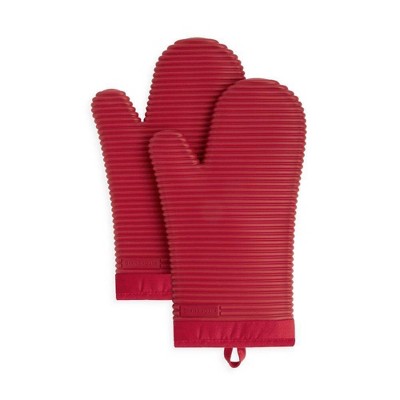KitchenAid 2pk Silicone Ribbed Oven Mitts Red