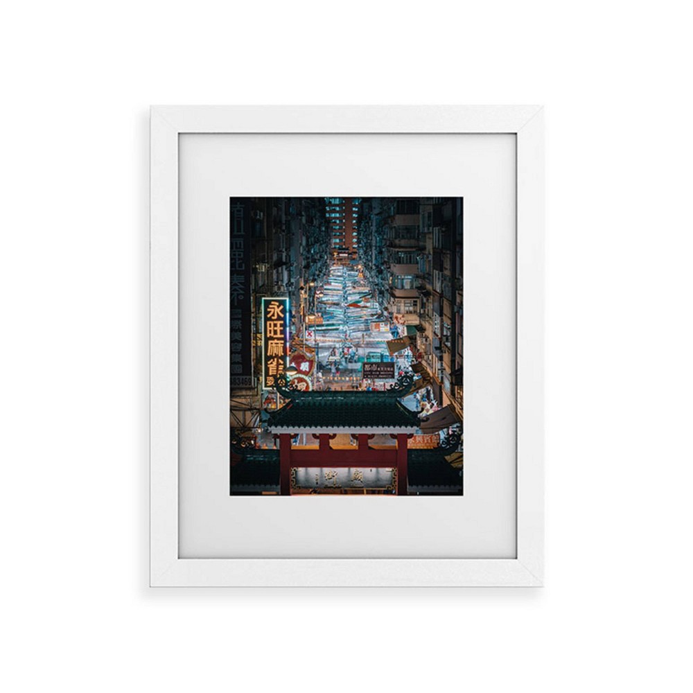 Photos - Wallpaper Deny Designs 16"x20" Tristan Zhou Hong Kong Market Street White Framed Art