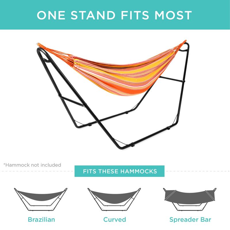 Best Choice Products Outdoor Adjustable Steel Hammock Stand for 9-14ft Hammocks w/ Hooks, Carrying Bag, 450lb Capacity, 2 of 8