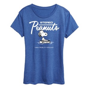 Women's - Peanuts - Stereo Snoopy Dj Short Sleeve Graphic T-Shirt - 1 of 4