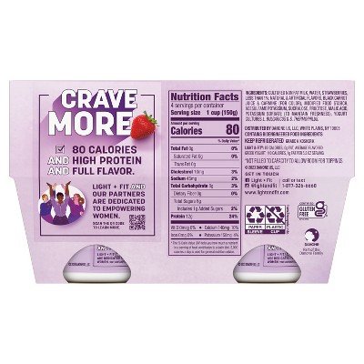 Light + Fit Nonfat Gluten-Free Strawberry Greek Yogurt - 4ct/5.3oz Cups_5