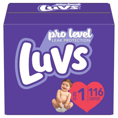 Luvs Pro Level Leak Protection Diapers Big Pack - Size 1 - 116ct