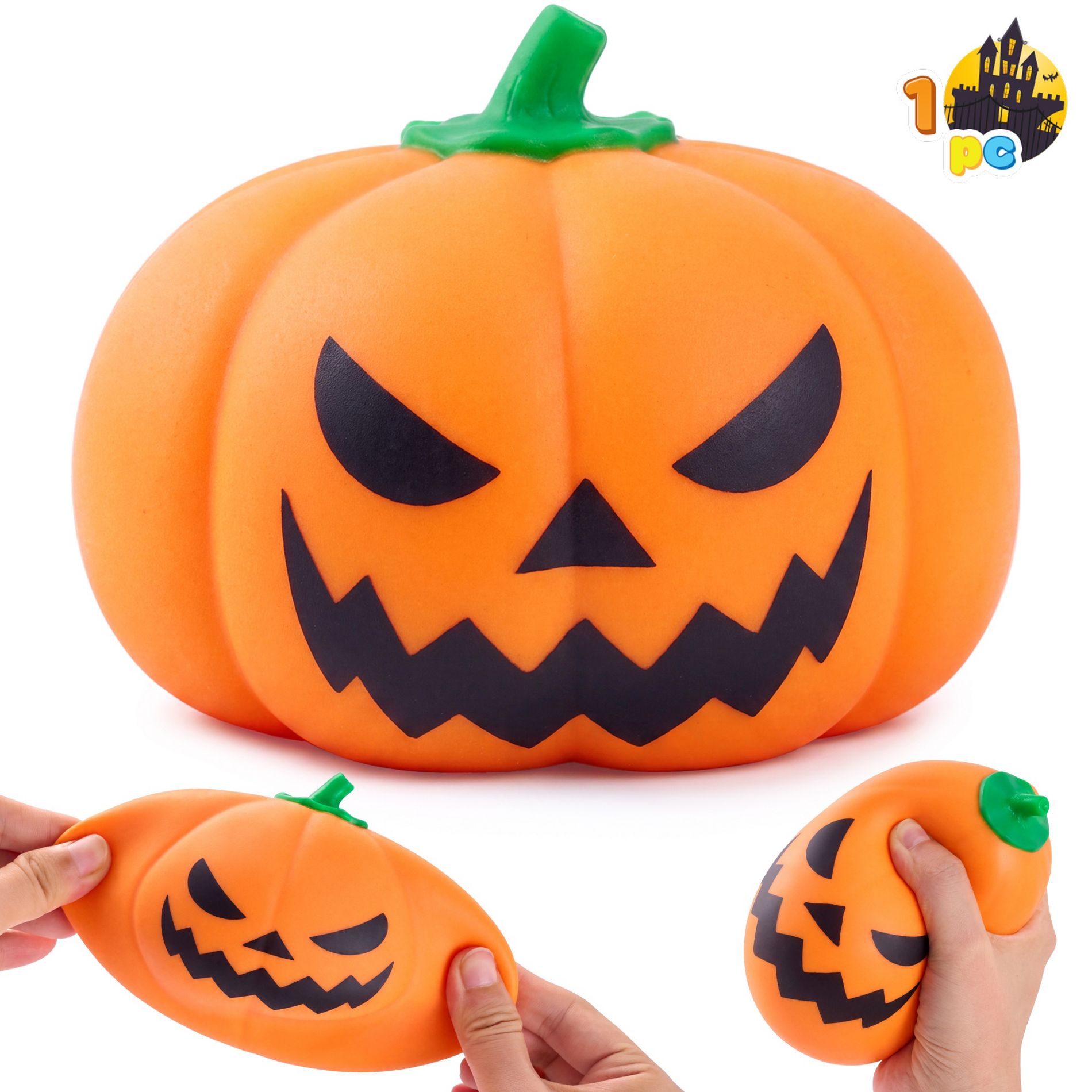 Joyfy 1PCS Halloween Jumbo Pumpkin Stress ball,Soft Squeeze Toy,Squishy Fidget Sensory Toy for Adults and Kids, Birthday Gifts, Halloween Party Favors