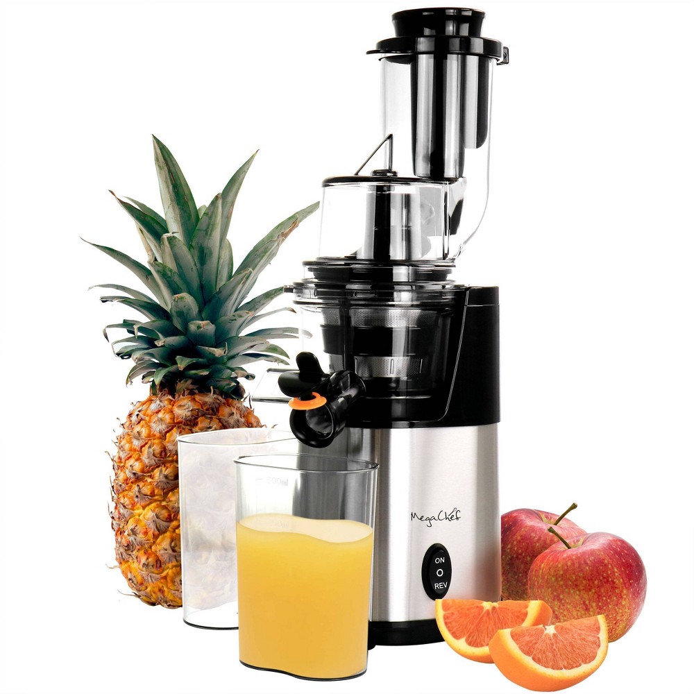 Photos - Juicer MegaChef Pro Stainless Steel Slow : Silver Electric Juice Maker, 200W, Dishwasher-Safe, 2L Capacity, 1 Speed