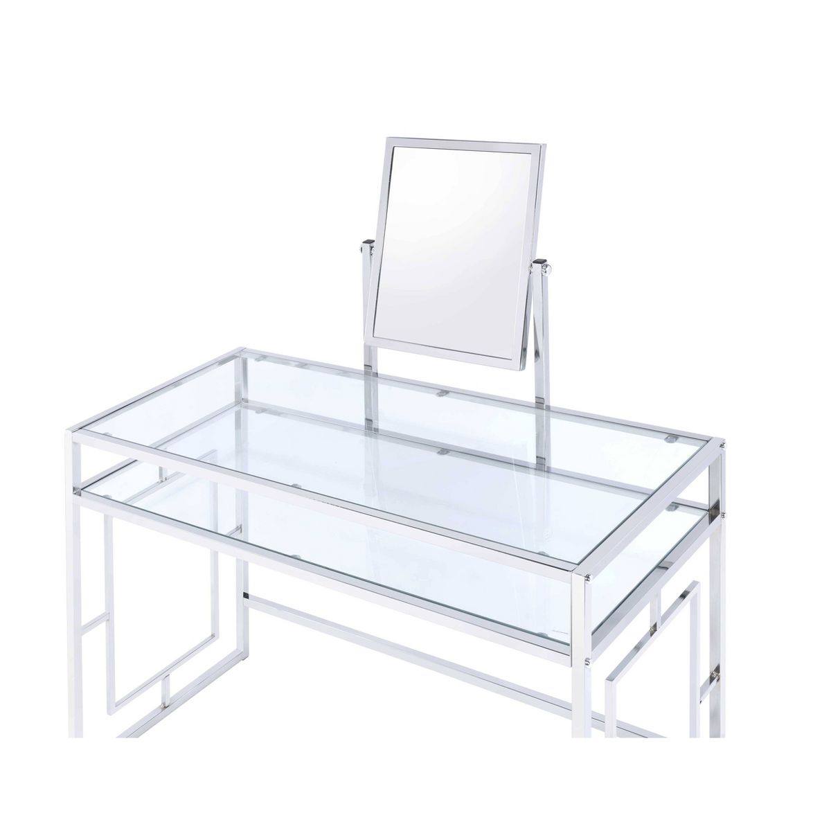 Acme Furniture Carenze Ii Vanity Table White Faux Fur/Chrome Finish - thumbnail 6