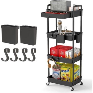 4 Tier Rolling Utility Cart with Drawer, Utility Cart Made of Multifunctional Storage Organizer Tool for Kitchen, Bathroom, Living Room, Office - 1 of 4