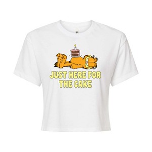 Women's - Garfield - Just Here For Cake Cropped Graphic T-Shirt - 1 of 4