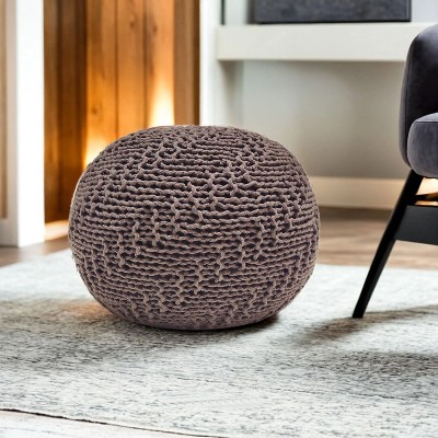 NicBex Modern 20 x 20 Inch Round Knitted Cotton Bean Bag Chair for Adults, Pouf with Diagonal Texture for Living Room, Bedroom
