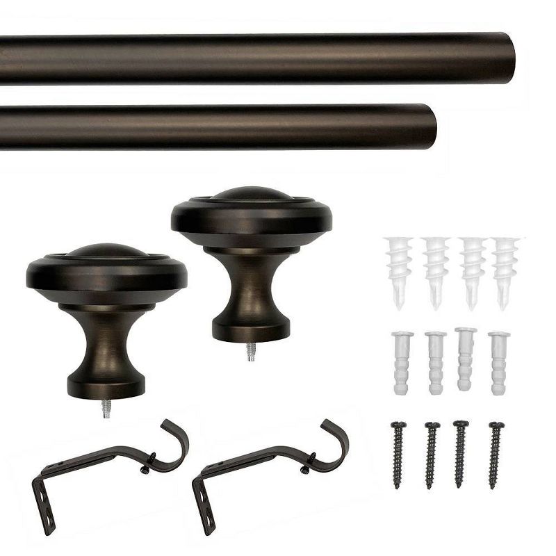 72&#34;-144&#34; Decorative Drapery Curtain Rod with Knob Finials Oil Rubbed Bronze - Lumi Home Furnishings, 6 of 7