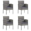 vidaXL Patio Chairs with Dark Gray Cushions 4 pcs Gray Poly Rattan - Dark Gray 4 - 2 of 4