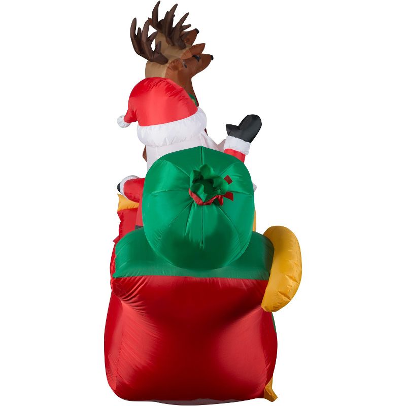 Gemmy Christmas Airblown Inflatable Santa's Flying Sleigh, 5.5 ft Tall, White, 3 of 5